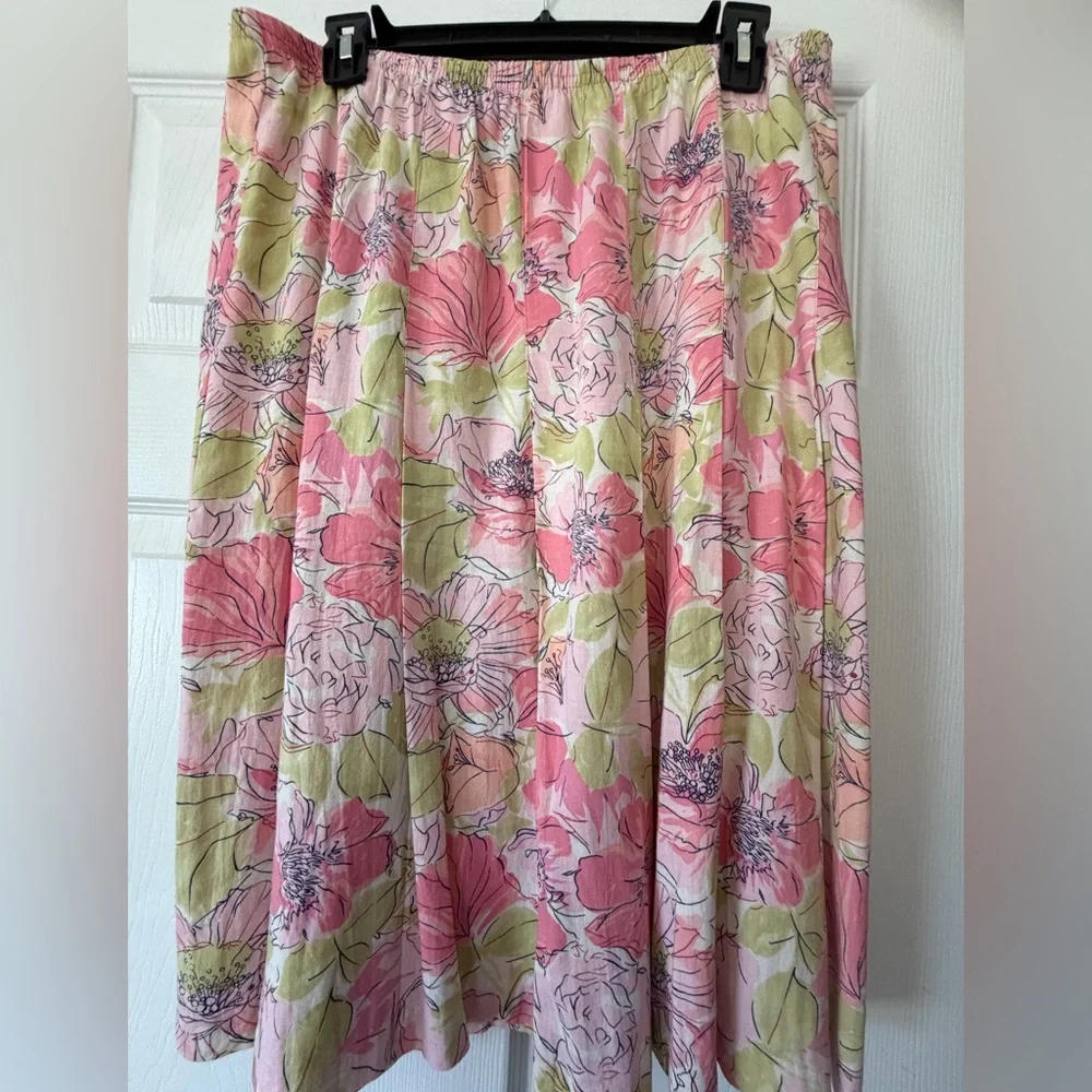Napa Valley Summer Skirt floral pink green size 16P - Picture 4 of 5